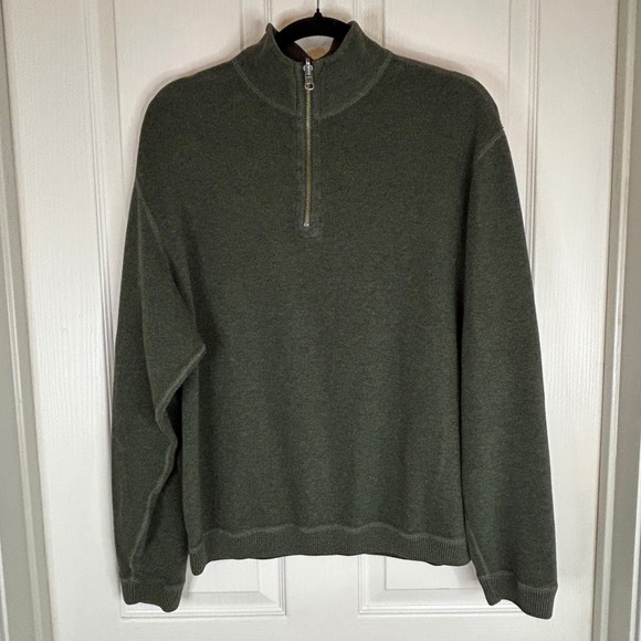 Daniel Cremieux Other - CREMIEUX Mens XL Green/Brown Reverseable 1/4 Zip Mock Neck‎ Sweater Pullover LS